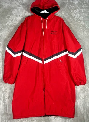 VTG Tru West Swim Parka Mens L red Fleece Lined Full Zip Hooded USA Made *Pictur - Image 1 of 4