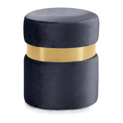 Meridian Furniture Hailey Contemporary Velvet Ottoman/Stool in Gray - Image 1 of 4