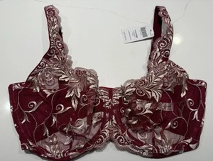 SOMA SENSUOUS LACE UNLINED BRA IN CRANBERRY/ LIGHT NUDE SIZE 34DDD NEW - Picture 1 of 5