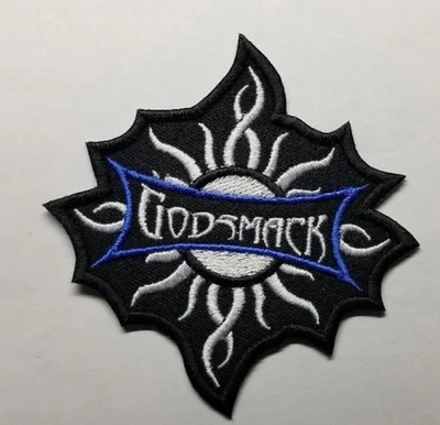 BURNSEYS CUSTOMS God Smack Groove metal, Rock band Embroidered Patch approx 3.5x3.5" blue