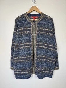 SKYR Pullover Damen 2x blau Fair Isle Wolle Nordic Cardigan Hakenverschluss Winter - Bild 1 von 11