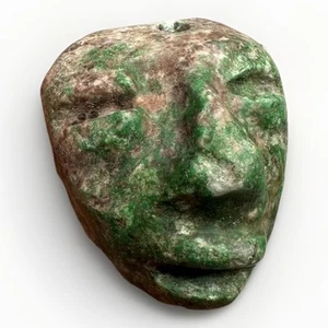 Antigua Máscara Colgante Máscara Amazonita Jade Esmeralda Olmeca Precolombina - Imagen 1 de 13