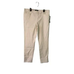 RALPH LAUREN Size 12 Ivory Stretch Cotton Canvas Skinny Ankle Pants 31x29 - Picture 1 of 4