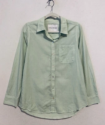 Top Lola River Anthropoloige para mujer medio verde claro Taylor abotonado preppy Foto 1 de 4
