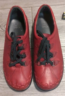 Ziera Allsorts Women's 10.5 W Red Loafers Lace Up Braided Leather Sneakers  - Image 1 of 4