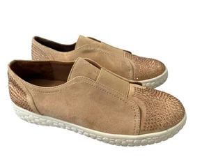 L'Amour Des Pieds Leather Zarrial Bedazzled Rose Gold Slip On Sneakers 8M - Picture 1 of 9