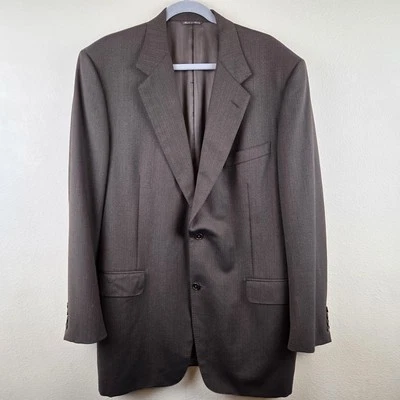 Vintage Canali Sport Coat 46L Olive Green Herringbone Wool Made in Italy - Image 1 of 4