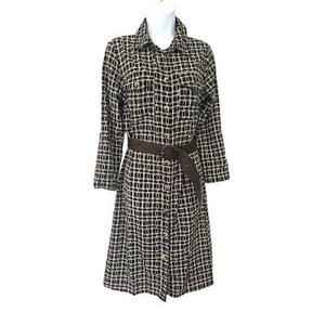Abito Autunno Camicia Casual Stampa Marrone Collezione NY. Taglia PM - Foto 1 di 11