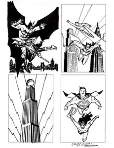 Cliff Chiang Batman Superman Robin Wonder Woman Original Prelim Sketch Cover Art - Picture 1 of 16