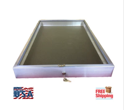 Aluminum Display Case End Opening 34 x 22 x 3" Glass Top Showcase for Trade Show