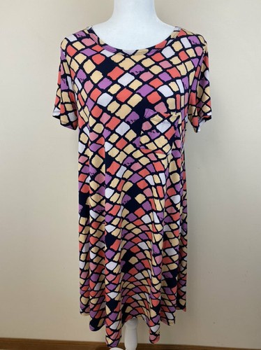 VETEMENTS Abito Lularoe S Carly Navy lavanda pesca acquerello diamante slinky piccolo