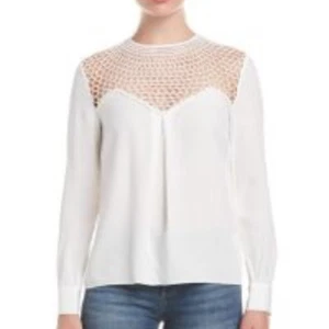 NWT $425 A.L.C. SIAN Crepe Top Blouse White Long-Sleeve Size 6 AUTHENTIC - Picture 1 of 4