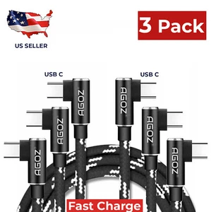 3Pack Right Angle USB C to USB C Charger Cable for Google Pixel,OnePlus,Motorola - Picture 1 of 5