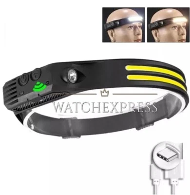 LAMPADA FRONTALE COB PILE RICARICABILE AUTO TORCIA DA TESTA SPORT PESCA CO 3 LED - Immagine 1 di 4