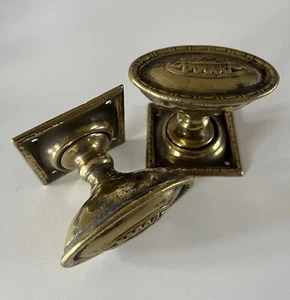 Antike alte Regency georgianisches Paar ovale Messing Türknöpfe Griffe (DK107) - Bild 1 von 7