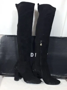 Women's NIB DKNY Sloane Leather Over the Knee Almond-Toe Black Boots - Picture 1 of 7