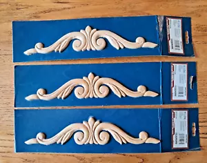 Lot of 3 White Hardwood Furniture Embellishments, Applique, New in Package - Picture 1 of 4