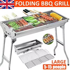 Folding BBQ Barbecue Stainless Steel Charcoal Grill Outdoor Patio Garden Picinic - Picture 1 of 11