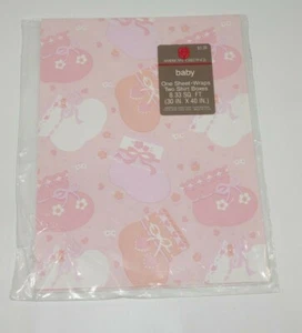 Botines American Greeting Gift Papel de Envolver Bebé Niña Rosa Azul - Imagen 1 de 4