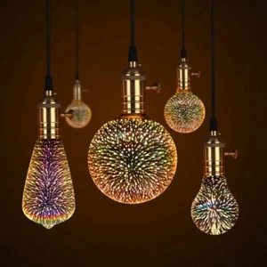 3D Decor LED Bulb E27 6W 85-265V Vintage Edison Light Bulb Star Fireworks Lamp - Picture 1 of 22