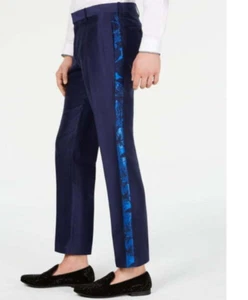 INC Internationl Concepts Mens 30X30 Blue Dress Pants Milan Slim Fit Metallic - Picture 1 of 4