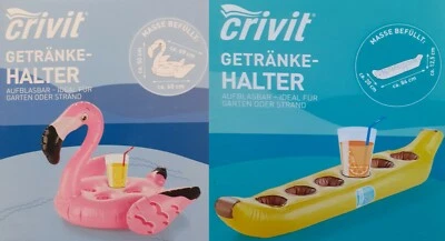 Getränkehalter aufblasbar Flamingo Banane Flaschenhalter Garten Strand Pool  - Bild 1 von 3