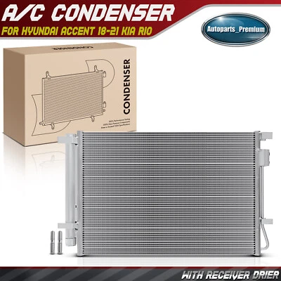 A/C Condenser Parallel Flow w/ Drier & Bracket for Hyundai Accent 18-21 Kia Rio - Image 1 of 4