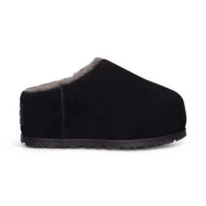 UGG PUMPED SLIDE BLACK SUEDE PLATFORM COMFORT WOMEN'S SLIPPERS SIZE US 7 NEW - Afbeelding 1 van 5