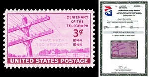 Scott 924 1944 3c Telegraph Issue Mint Graded XF-Sup 95 NH with PSE CERT - Picture 1 of 1