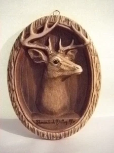 SHENANDOAH VALLEY VIRGINIA VINTAGE ORNAMENT BUCK DEER BUST OVAL FRAME CLAY CRAFT - Picture 1 of 8