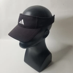 Adidas Visor Climacool Black Adult One Size Adjustable Strap 3 Stripe Running - Picture 1 of 9
