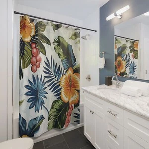 Tropical Prints Shower Curtain 71" × 74" - Picture 1 of 3