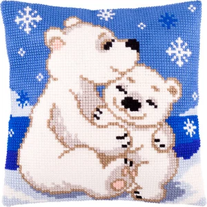 DIY Kreuzstich Kissen Set "Eisbären", 16x16" / 40x40 cm - Bild 1 von 4