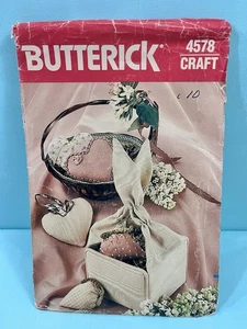 Butterick 4578 Craft 4 Crafts Basket Liner -Heart- Box -Strawberry Uncut Unused - Picture 1 of 4