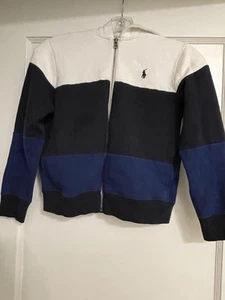 Polo Ralph Lauren Big Boy Color Blocked Blue White Full-Zip Hoodie Sz Small (8) - Picture 1 of 7