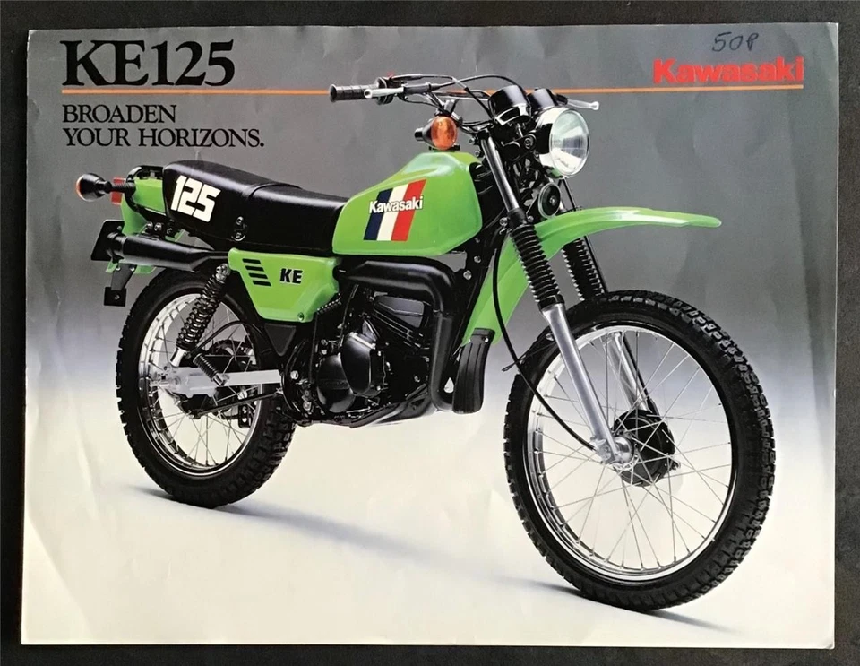 KAWASAKI KE125 Motorcycle Sales Spec Leaflet c1984 Ref  99943-1513 III-IX - Image 1 of 2