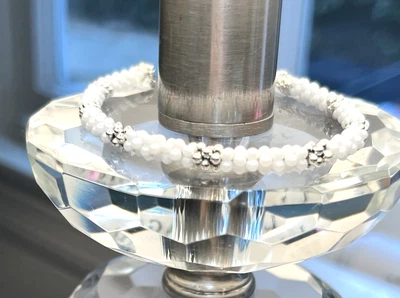 Brazalete Lagos 18k Plata Blanco Cerámica Cuerda Caviar 5mm Estación GRANDE NUEVO $530 Foto 1 de 4