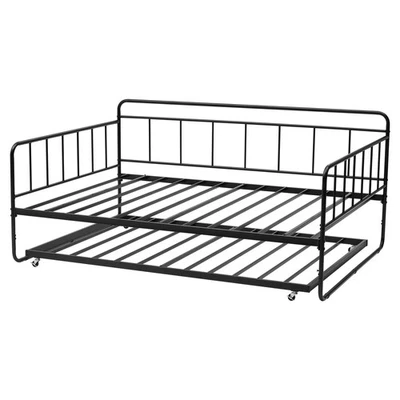 Uimoso Full Size Daybed Frame Metal Day Bed with Trundle and Metal Slats - Image 1 of 4