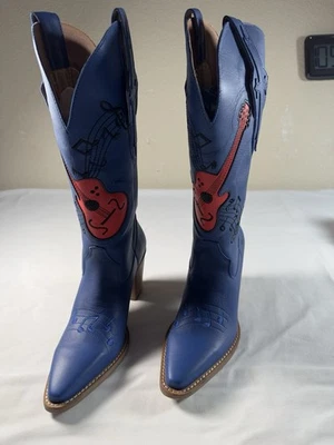 Botas Dingo Mujer 7 Music City Cuero Vaquera Occidental Guitarra Notas Musicales Foto 1 de 4