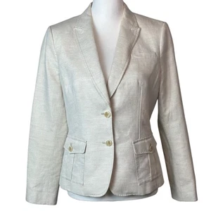 Banana Republic Women's Linen blend Notched Lapel Blazer Natural Sz 6P - Picture 1 of 6
