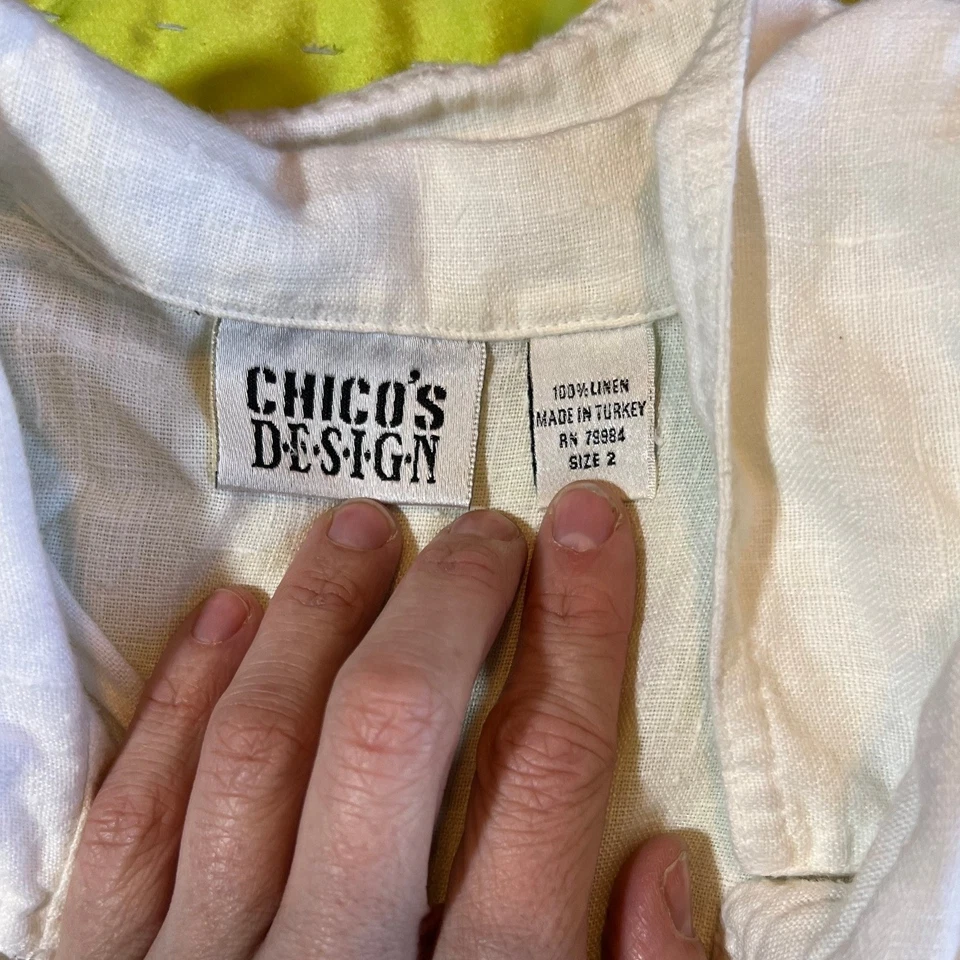 Camisa Chicos Design Lino Sin Mangas Botón Frontal Mujer Talla 2 Marfil Foto 1 de 4