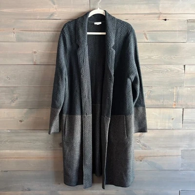 J. JILL | Long Gray Green Coatigan Sweater Trench Coat Size XL - Image 1 of 4