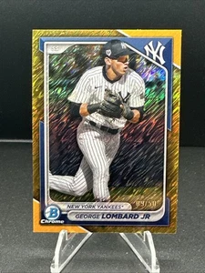 2024 Bowman Chrome GEORGE LOMBARD JR /50 Prospects Gold Shimmer Yankees - Foto 1 di 7