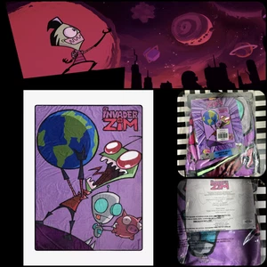 Invader Zim Earth Robot GIR Pig Nickelodeon Fleece Plush Throw/Blanket-NEW! - Picture 1 of 4