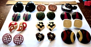 LOTE PENDIENTES bisutería vintage esmalte variedad TODOS PERFORADOS - Imagen 1 de 17