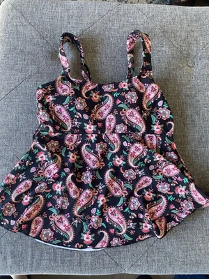 Tankini de natación Lands' End talla XS negro cachemir lycra Xtra Life nuevo Foto 1 de 4