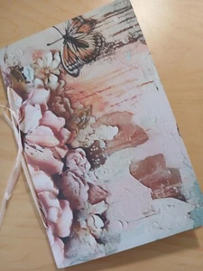 Junk Journal Blank Booklet "3D FLOWERS 2" Dimension Florals 8.5"x5.5" 40pgs - Picture 1 of 21