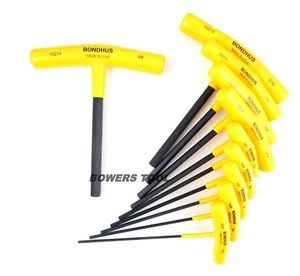 Bondhus 10pc 6in. T Handle Hex Wrench Set SAE Standard Inch 3/32-3/8in USA 15238 - Picture 1 of 3