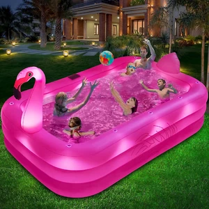 Aufblasbarer Pool mit Beleuchtung, Solar Flamingo Schwimmbad für Kinder, Erwachsene aufblasbar - Bild 1 von 12