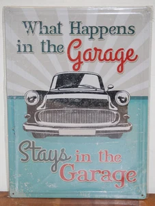 #61416 Was in der Garage passiert bleibt in der Garage Blechschild - Bild 1 von 4